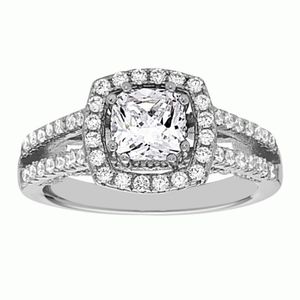 925 Silver Cushion Cut Halo Engagemen Ring
